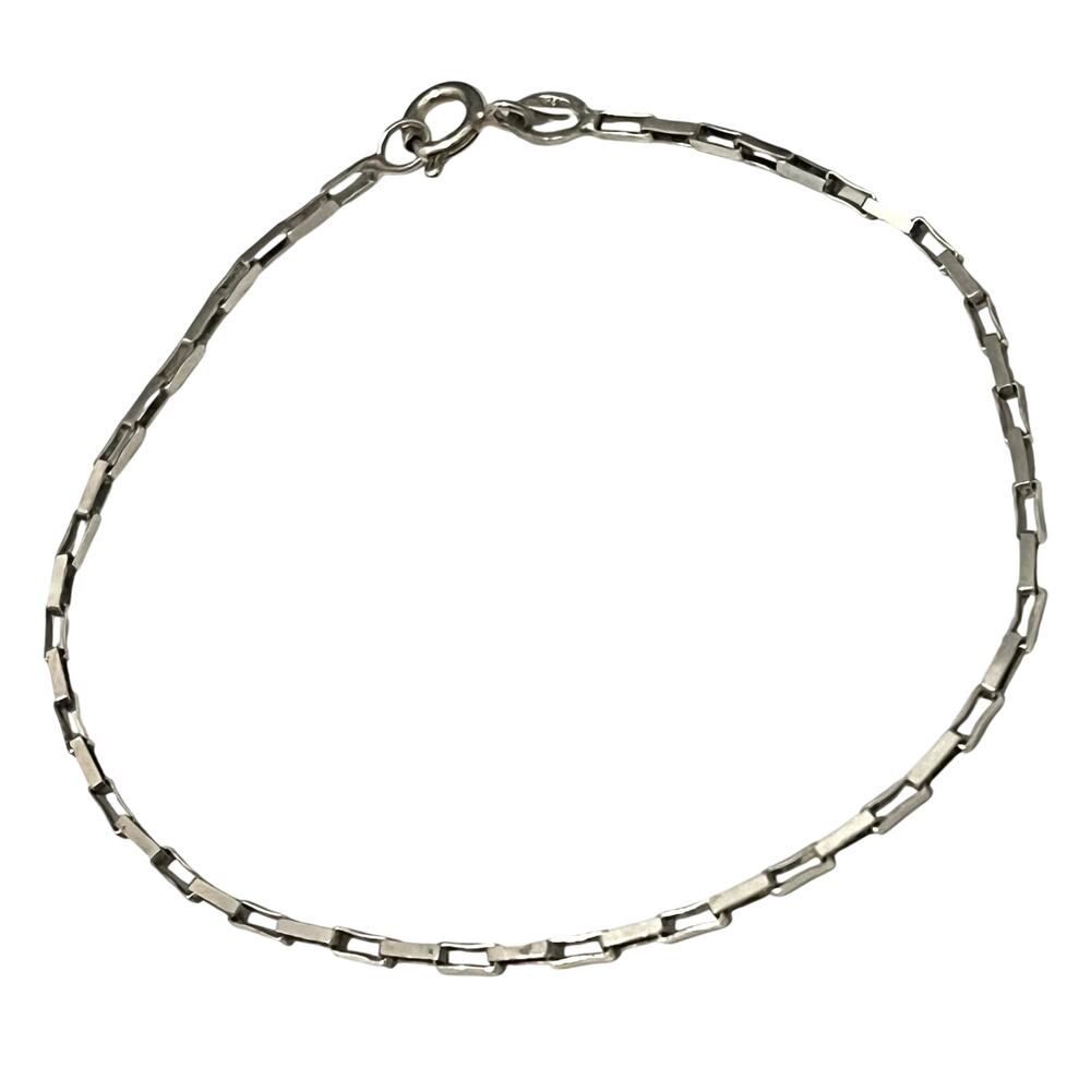 Arezzo Italy Silver Bracelet Square Link Sterling Silver 7" Unisex Mens Womens